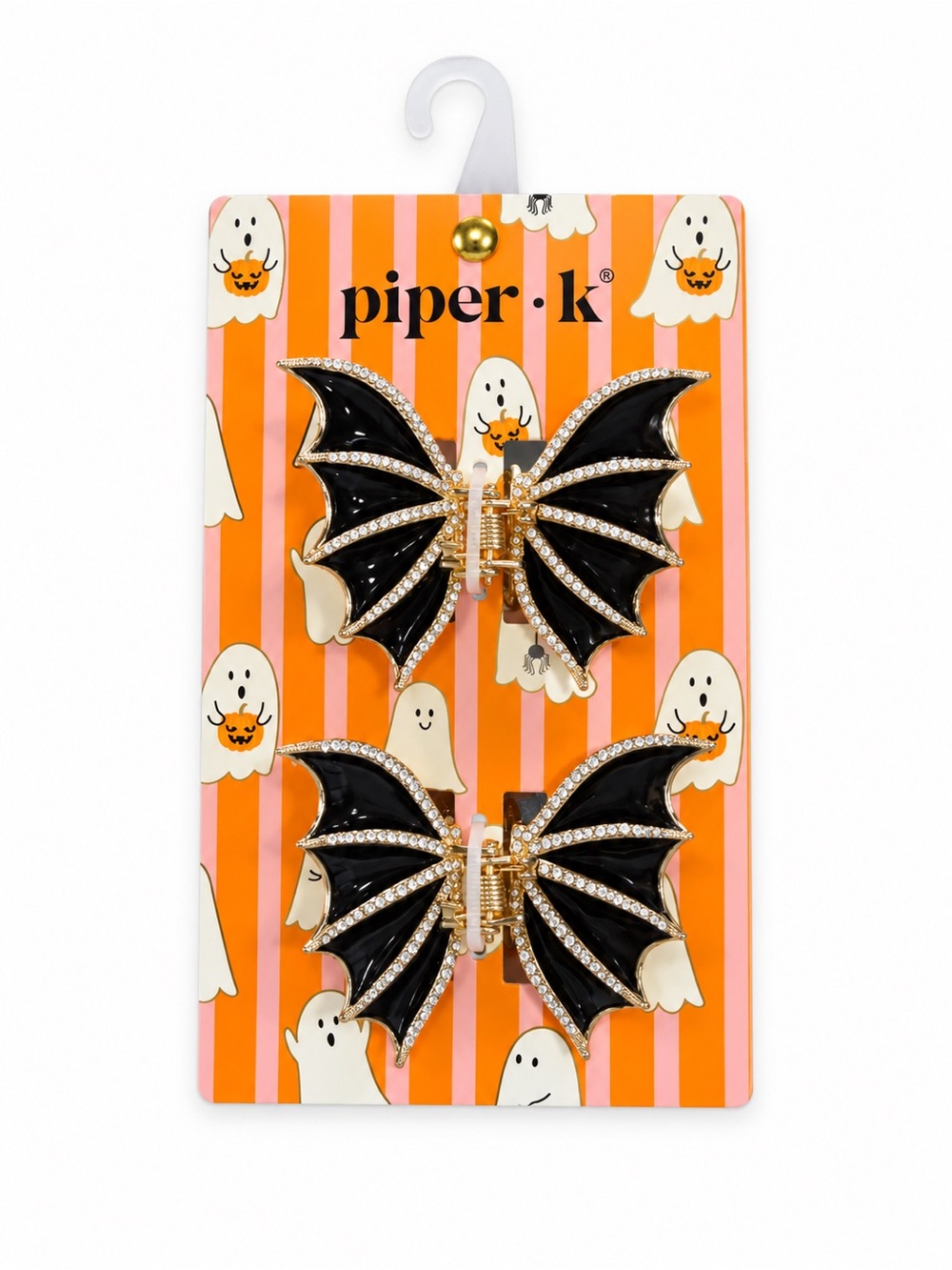Piper K Black Bat Wing Rhinestone Halloween Claw Hair Clips Set of 2